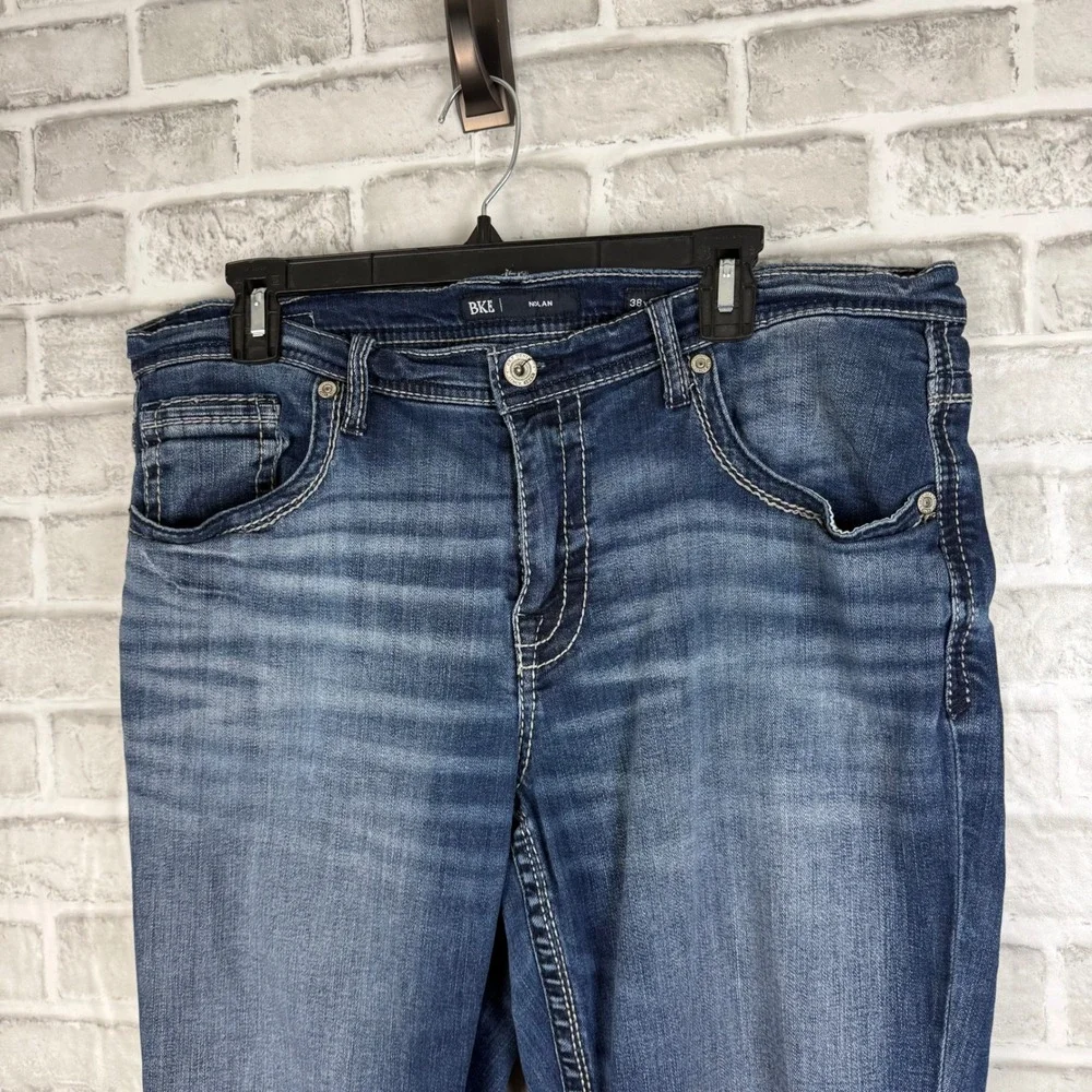 BKE Nolan Slim Fit Jeans Mens 38x30 Medium Wash Denim ABS2682 Coolmax Stretch
